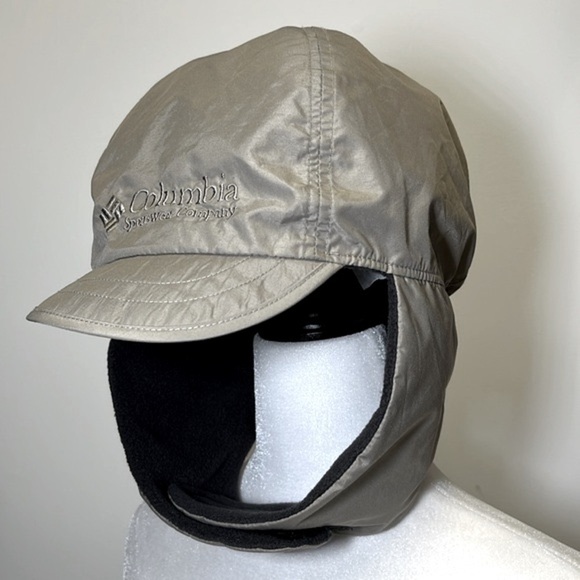 Columbia Fleece Lined Nylon Winter Hat With Ear Flaps Beige Size XL Unisex - Picture 4 of 14